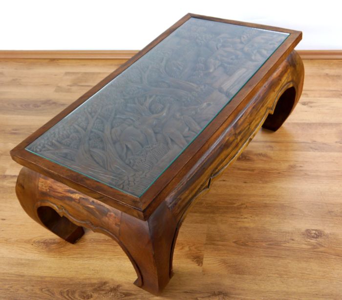 Opiumtisch braun Elefant 100x50cm Couchtisch Massivholz Opiumtisch braun Elefant 100x50cm Couchtisch Massivholz